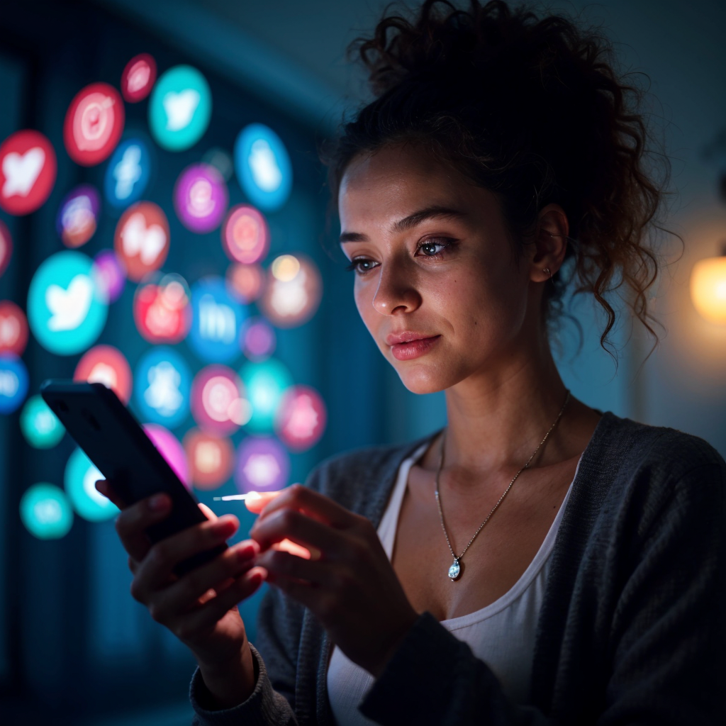 kobieta przeglądająca social media