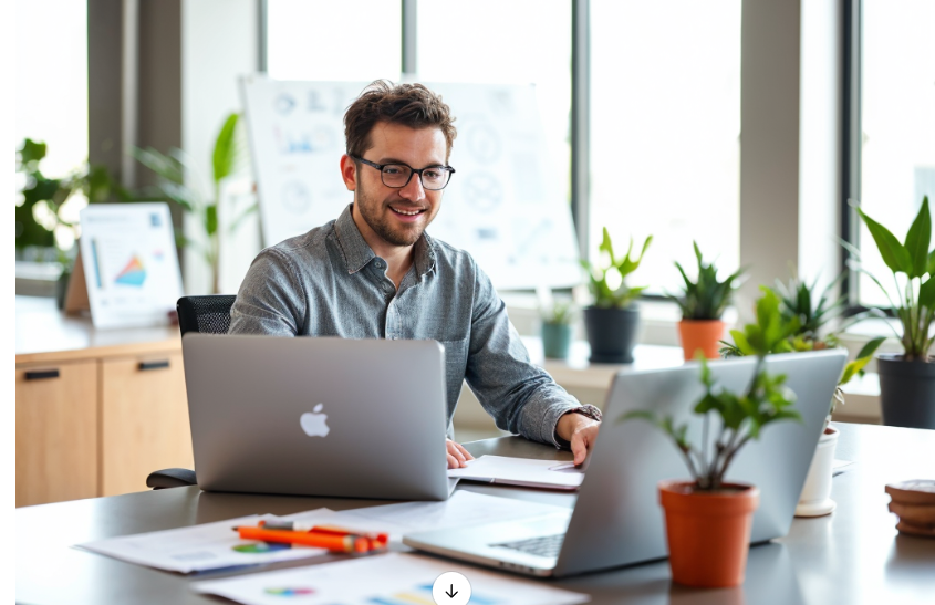 osoba w biurze przed komputerem