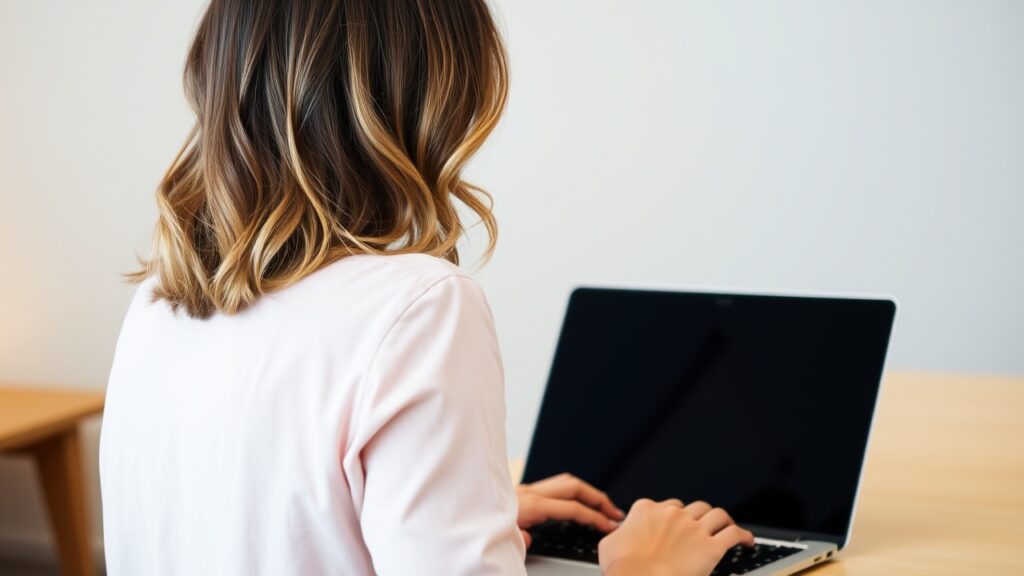 Kobieta pracuje na laptopie