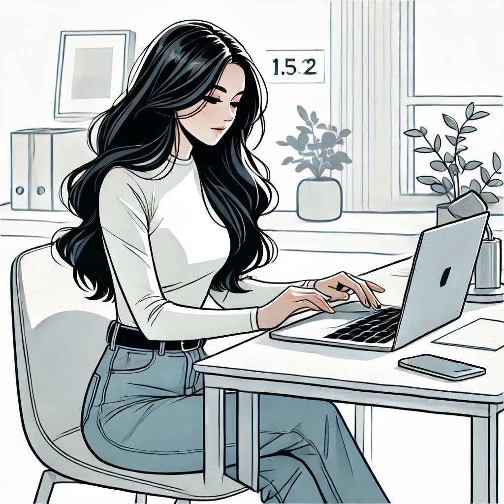 ilustaracja dziewczyna przy laptopie